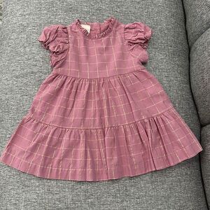 First Impression Baby Girl Pink and Gold Dress Puff Sleeves Sz 18M
